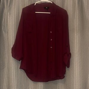 Iz Byer Red Relaxed 3/4 Sleeve Blouse
